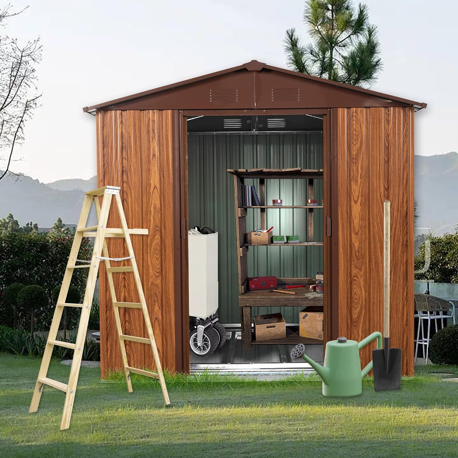 6x6FT metalen buitenshuisbergi - Garden Tools recensie en prijs